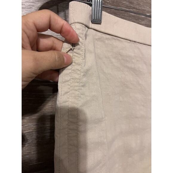 Theory Linen Pants Stretch Ivory Cream Cropped Sz 6 Preppy Pockets - Picture 5 of 11